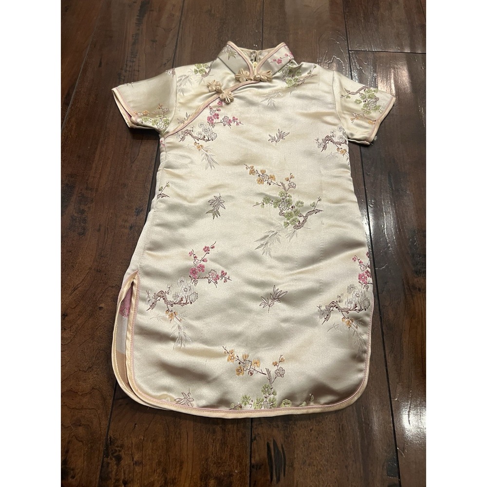 Kids Chinese Dress Halloween Costume Chinatown Gold Floral Size 1
